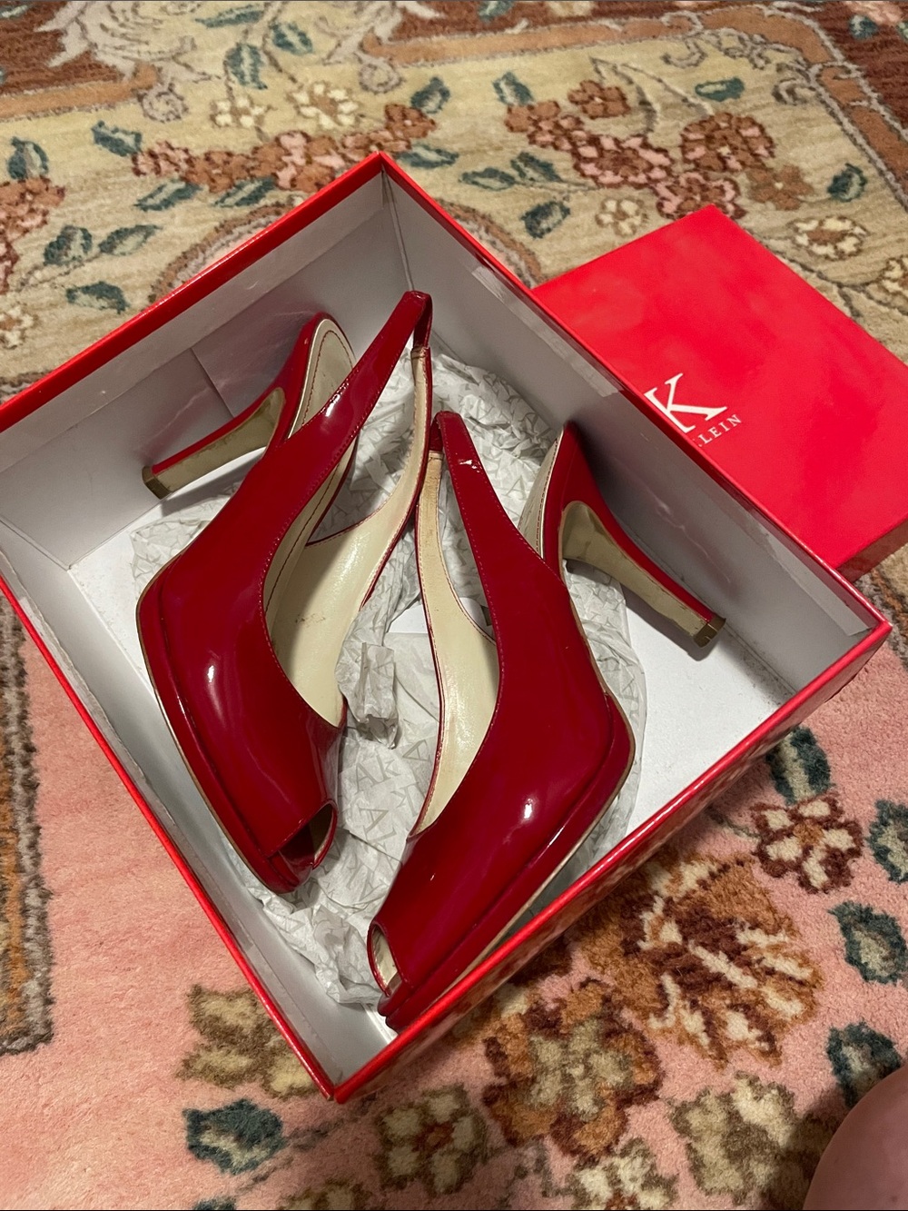 Anne Klein red sling back heels - Picture 8 of 9